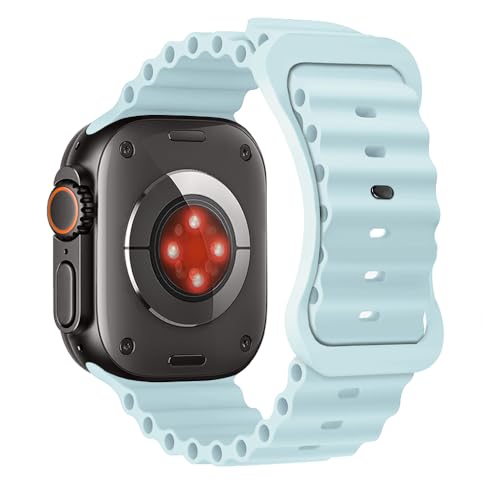 Aizgalxor Ocean Armband Kompatibel mit Apple Watch Ultra 49mm 46mm 45mm 44mm 42mm(Series 3/2/1), Sport Silikon Ersatzarmbänder Kompatibel für iWatch Ultra 2/Series 10/9/8/7/6/5/4/3/2/1/SE von Aizgalxor