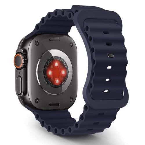 Aizgalxor Ocean Armband Kompatibel mit Apple Watch Ultra 49mm 46mm 45mm 44mm 42mm(Series 3/2/1), Sport Silikon Ersatzarmbänder Kompatibel für iWatch Ultra 2/Series 10/9/8/7/6/5/4/3/2/1/SE von Aizgalxor