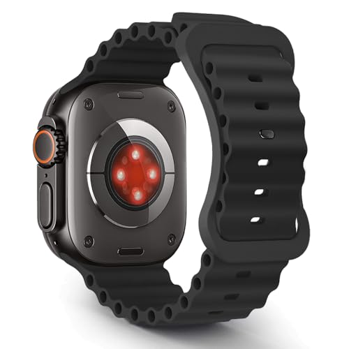 Aizgalxor Ocean Armband Kompatibel mit Apple Watch Ultra 49mm 46mm 45mm 44mm 42mm(Series 3/2/1), Sport Silikon Ersatzarmbänder Kompatibel für iWatch Ultra 2/Series 10/9/8/7/6/5/4/3/2/1/SE von Aizgalxor