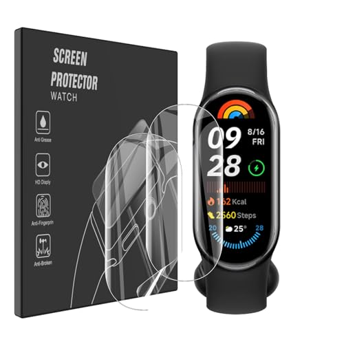 Aiziki [2 Pack Kompatibel mit Xiaomi Smart Band 9 Bildschirmschutz, Flexible TPU Film [Nicht Glas], Full Coverag, HD Clear, [100% Fingerprint Unlock], Einfache Installation, Bubble Free, Anti-Scratch von Aiziki