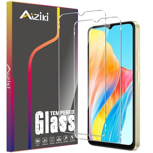 Aiziki [2 Stück Schutzfolie für OPPO A18 Panzerglas [Unzerbrechlich TOP 9H Schutz] [Full Screen] Panzer Schutz Glas für OPPO A18 HD Displayschutzfolie von Aiziki
