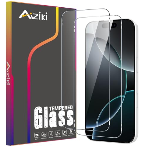 Aiziki [2 Stück Schutzfolie für iPhone 16 Pro 6.3 Panzerglas [Unzerbrechlich TOP 9H Schutz] [Full Screen] Panzer Schutz Glas für iPhone 16 Pro 6.3 HD Displayschutzfolie von Aiziki