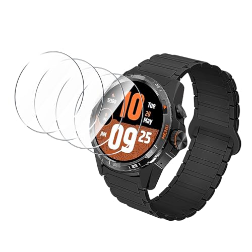 Aiziki [4 Stück Schutzfolie für Ticwatch Atlas/Ticwatch Pro 5 Enduro/TicWatch Pro 5/ TicWatch Pro 3/ TicWatch Pro 3 Ultra Panzerglas Panzer Schutz Glas für chanpin HD Displayschutzfolie von Aiziki