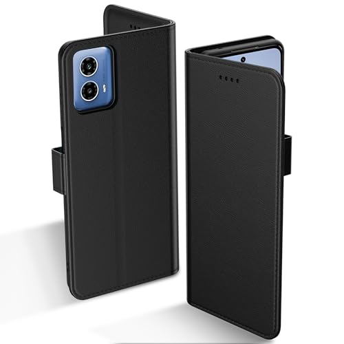 Aiziki Handyhülle für Moto G34 Tasche, RFID Leder Klappbar Schutzhülle Tasche Wallet Brieftasche Cover Flip Case [Standfunktion] [Kartenfächern] Kompatibel mit Moto G34 Hülle -Schwarz von Aiziki