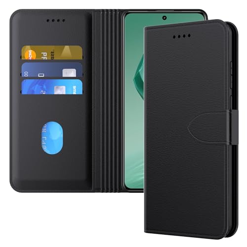 Aiziki Handyhülle für Oneplus 12 Tasche, RFID Leder Klappbar Schutzhülle Tasche Wallet Brieftasche Cover Flip Case [Standfunktion] [Kartenfächern] Kompatibel mit Oneplus 12 Hülle -Schwarz von Aiziki