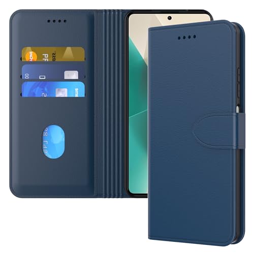 Aiziki Handyhülle für Redmi Note 13 5G Tasche, RFID Leder Klappbar Schutzhülle Tasche Wallet Brieftasche Cover Flip Case [Kartenfächern] Kompatibel mit Xiaomi Redmi Note 13 5G Hülle -Blau von Aiziki