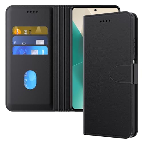 Aiziki Handyhülle für Xiaomi Redmi Note 13 5G Tasche, RFID Leder Klappbar Schutzhülle Tasche Wallet Brieftasche Cover Flip Case [Standfunktion] Kompatibel mit Redmi Note 13 5G Hülle -Schwarz von Aiziki