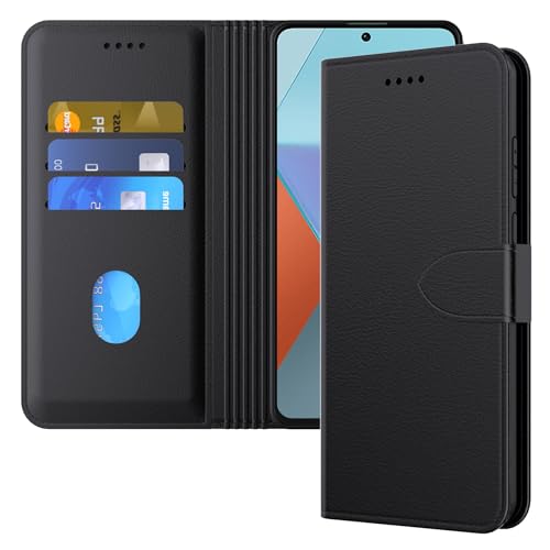 Aiziki Handyhülle für Redmi Note 13 Pro 5G Tasche, RFID Leder Klappbar Schutzhülle Tasche Wallet Brieftasche Cover Flip Case [Kartenfächern] Kompatibel mit Xiaomi Redmi Note 13 Pro 5G Hülle -Schwarz von Aiziki