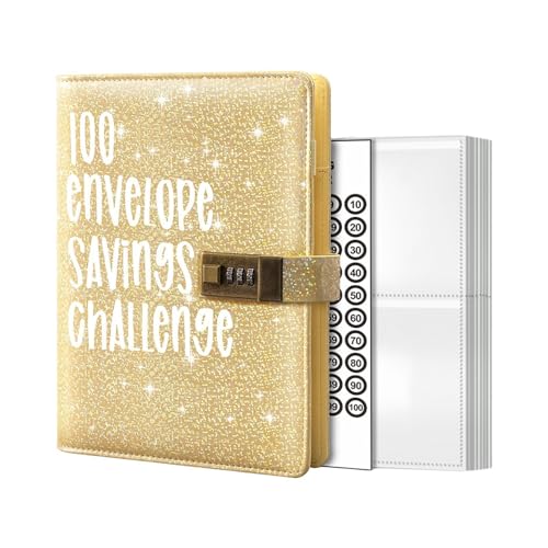 Aizuoni 100 Envelope Saving Challenge, Saving Challenge, 100 Envelope Challenge Binder, A6 Challenge Binder Savings Challenge Book, Einfache Und Unterhaltsame Möglichkeit, 5,050 Euro Zu Sparen von Aizuoni