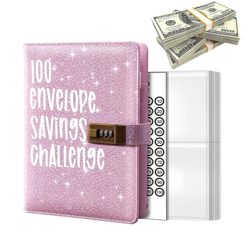 Aizuoni 100 Envelope Saving Challenge, Saving Challenge, 100 Envelope Challenge Binder, A6 Challenge Binder Savings Challenge Book, Einfache Und Unterhaltsame Möglichkeit, 5,050 Euro Zu Sparen von Aizuoni