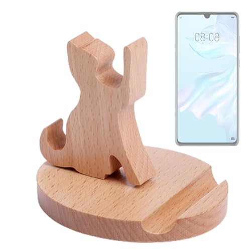 Aizuoni Handyhalter aus Holz, Tier-Handyständer | Niedlicher Desktop-Telefonhalter - Tablet-Halter aus Holz, Desktop-Telefonhalter, kreative Tischdekoration, Handyhalter für Smartphones und Tablets von Aizuoni