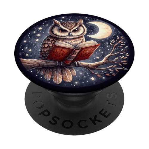 Owl Book Reading Bookish PopSockets Klebender PopGrip Owl Book Reading Bookish PopSockets Klebender PopGrip von Aj Grips