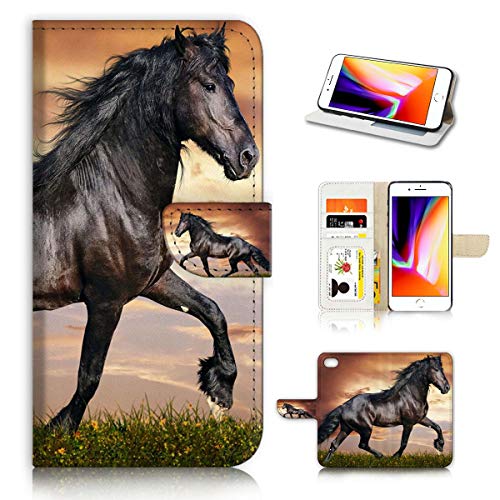 Ajour Pty Ltd (für iPhone 8 / iPhone 7 / iPhone SE 2 (2020) Pferde-Design, Klapphülle, Rundumschutz, AD001 (Black Horse A21150) von Ajour Pty Ltd