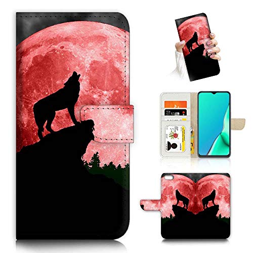 Schutzhülle für iPhone SE 2 2020, iPhone SE 2nd Generation 2020, passt iPhone 8 7 6, Design Flip Wallet Phone Case Cover, A21799 Red Moon Wolf 21799 von Ajour Pty Ltd