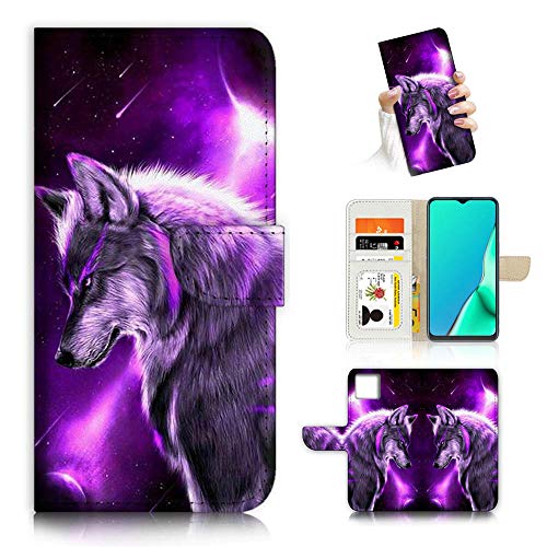 A24260 Cool Wolf Schutzhülle für iPhone 12, iPhone 12 Pro, Design Flip Wallet von AjourTEK