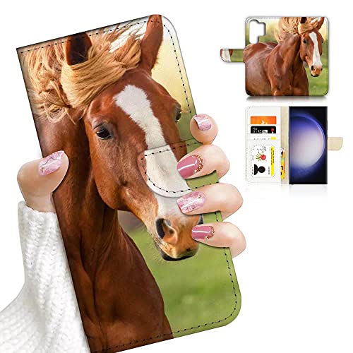 AJOURTEK Samsung S24 Ultra, Samsung Galaxy S24 Ultra, Designed Flip Wallet Phone Case Cover, A24055 Brown Horse von Ajourtek