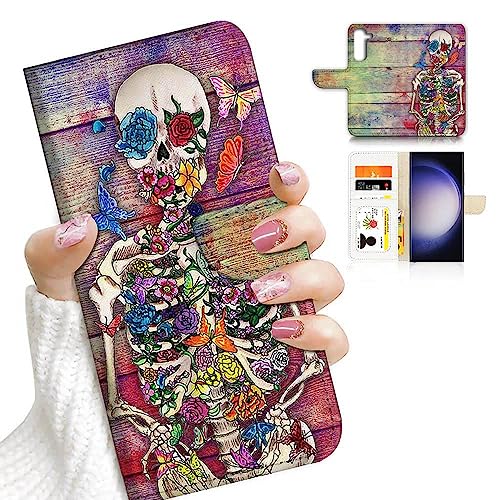 Für Samsung A54, für Samsung Galaxy A54 5G, entworfen Flip Wallet Handyhülle, A20325 Day of the Dead Sugar Skull Skelett 20325 von Ajourtek