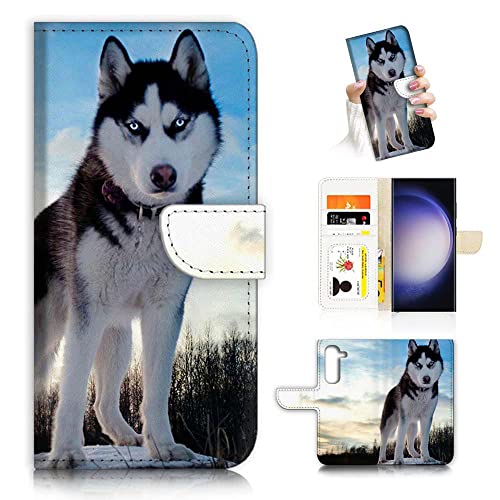 Für Samsung A54, für Samsung Galaxy A54 5G, entworfen Flip Wallet Handyhülle, A20395 Husky Dog von Ajourtek