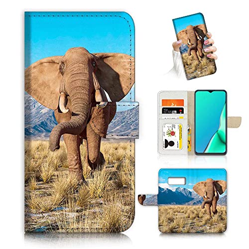 Für Samsung S10e, für Samsung Galaxy S10E, Designed Flip Wallet Phone Case Cover, A24619 Elefant von Ajourtek