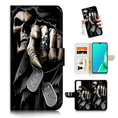 Für Samsung S22 Ultra, für Samsung Galaxy S22 Ultra, Design Flip Wallet Phone Case Cover A24321 Horror Skull von Ajourtek