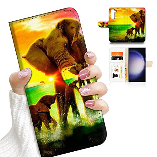 Für Samsung S23, für Samsung Galaxy S23, Designed Flip Wallet Phone Case Cover, A23243 Abstrakter Elefant 23243 von Ajourtek