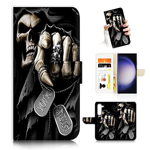 Für Samsung S23, für Samsung Galaxy S23, Designed Flip Wallet Phone Case Cover, A24321 Horror Skull von Ajourtek