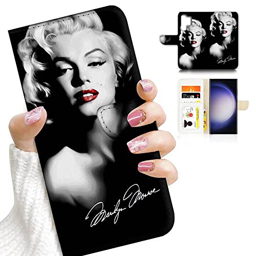 Für Samsung S23 Ultra, für Samsung Galaxy S23 Ultra, Designed Flip Wallet Phone Case Cover, A24596 Marilyn Monroe Schwarz 24596 von Ajourtek