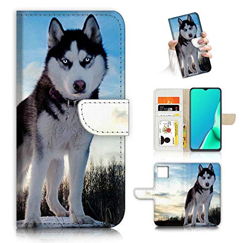 Für iPhone 14, Designed Flip Wallet Karten Phone Case Cover, A20395 Husky Dog von Ajourtek