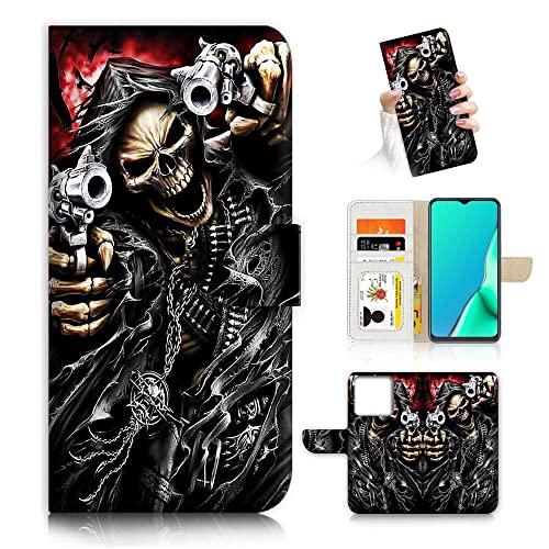 Für iPhone 14 Pro Max, Designed Flip Wallet Phone Case Cover, A24316 Horror Skull von Ajourtek