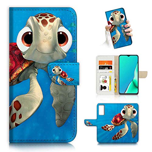 Schutzhülle für Samsung S21, für Samsung Galaxy S21 4G 5G, Design Flip Wallet Phone Case Cover, A21273 Cartoon Turtle 21273 von Ajourtek