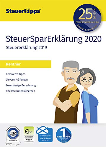 SteuerSparErklärung 2020 für Rentner, Schritt-für-Schritt Steuersoftware für die Steuererklärung 2019, Aktivierungscode per Mail für Windows 10, 8 von Akademische Arbeitsgemeinschaft