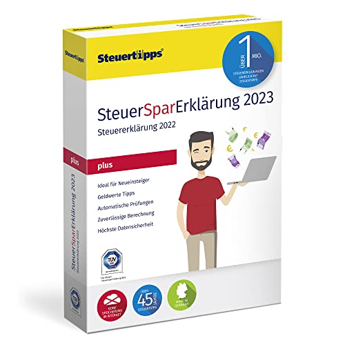 SteuerSparErklärung Plus 2023, Schritt-für-Schritt Steuersoftware für die Steuererklärung 2022, mit dem Plus an Steuerwissen, PC Aktivierungscode per Mail für Windows 8, 10 und 11 von onlyfly