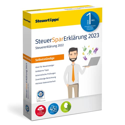 SteuerSparErklärung für Selbstständige 2023, Schritt-für-Schritt Steuersoftware für die Steuererklärung 2022, PC Aktivierungscode per Mail für Windows 8, 10 und 11 von Wolters Kluwer Steuertipps GmbH