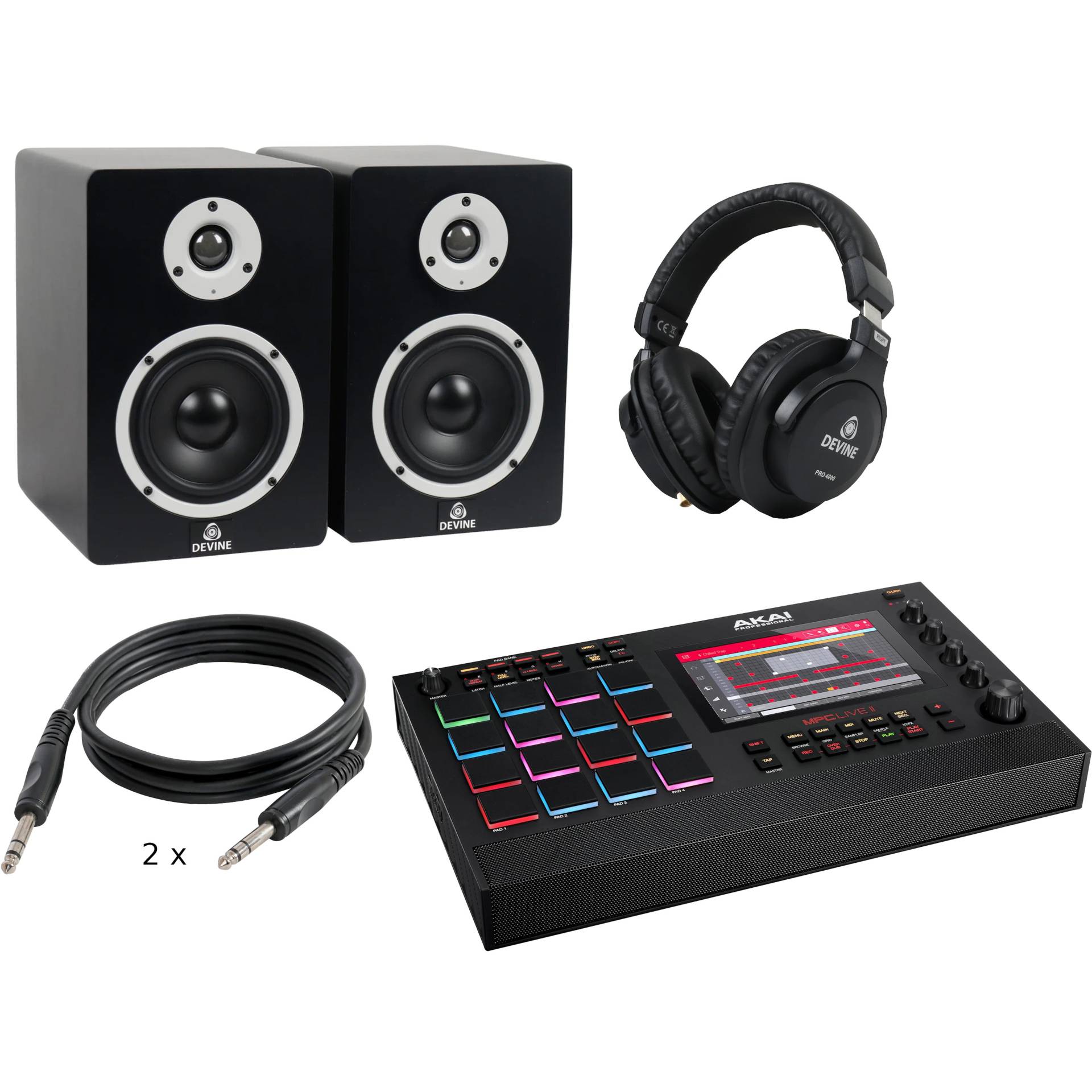 Akai Professional MPC Live II + Devine MR-5A Active Studio Monitors and PRO 4000 Headphones von Akai Professional