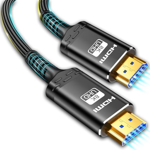 Akake 8K HDMI-Kabel, 2M Hochgeschwindigkeits-Geflechtkabel mit 48Gbps Kapazität bei 4K@120Hz, 8K@60Hz Videoauflösung und HDR-Unterstützung. von Akake