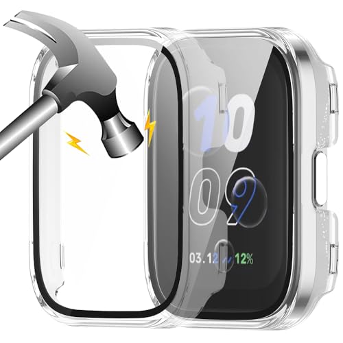 Akancy [2 Stücke] Hardcase kompatibel mit Amazfit bip 5 Unity mit Schutzfolie, 9H Härte Hart PC gehärtetes Glas dünnes Case, 2Transparent von Akancy