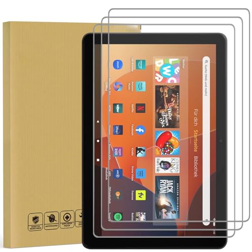 Akancy [3 Stück Panzerglas Schutzfolie für Fire HD 10 (2023, 13. Generation) / Fire HD 10 Kids 2023/ Fire HD 10 Kids Pro Tablet 2023, 9H-Härte Tempered Glass, Anti-Fingerabdruck Displayschutzfolie von Akancy