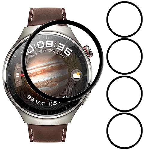 Akancy 4 Stück Displayschutzfolie kompatibel für Huawei Watch 4 Pro(48mm) 3D Carbon Fiber Edge Film Blasenfreier Hochauflösender Anti-Kratz-Schutz [Kantenabdeckung] - Transparent von Akancy