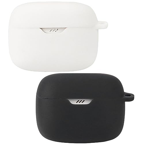 Akancy kompatibel für JBL Tune Beam Kopfhörerhülle, [Unterstützt das kabellose Laden] [Stoßfeste Schutzhülle] Silikonschutzhülle für Kopfhörer (Black White) von Akancy