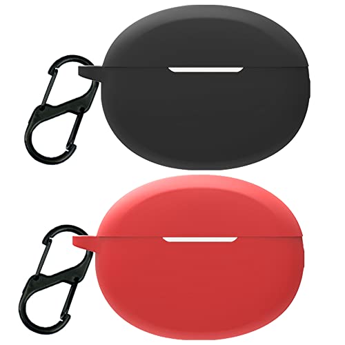 Akancy kompatibel für Oppo Enco X2 Kopfhörerhülle, [Unterstützt das kabellose Laden] [Stoßfeste Schutzhülle] Silikonschutzhülle für Kopfhörer (Black Red) von Akancy