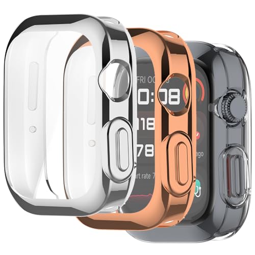 【3 Stücke】 Akanry Hülle Kompatibel mit Huawei Watch D2, Schutzhülle Schutzfolie Kratzfest Displayschutz Silikon Fullbody Cover Hülle TPU Vollschutz (Rosegold Silver Transparent) von Akanry
