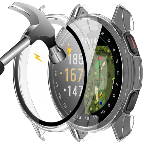 Akanry [2 Stücke Hardcase kompatibel mit Garmin Approach S50 mit Schutzfolie, 9H Härte Hart PC gehärtetes Glas dünnes Case, 2Transparent von Akanry