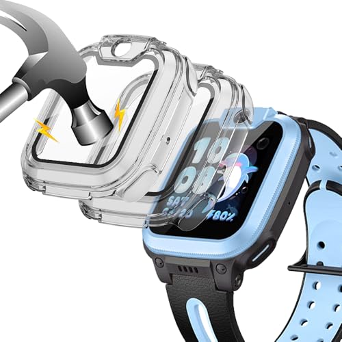 Akanry [2 Stücke] Hardcase kompatibel mit imoo Watch Phone Z1 mit Schutzfolie, 9H Härte Hart PC gehärtetes Glas dünnes Case, 2Transparent von Akanry