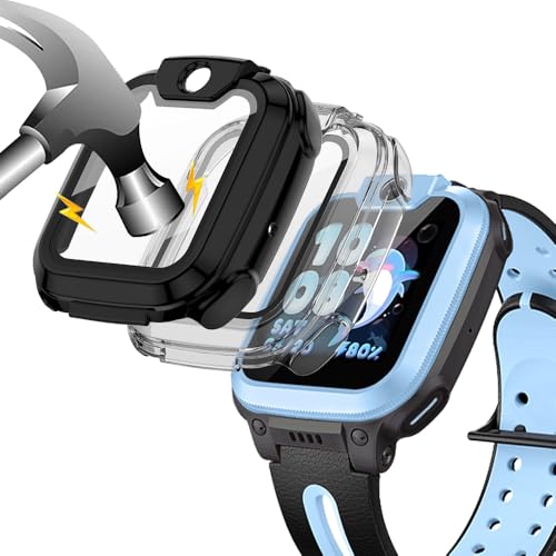 Akanry [2 Stücke] Hardcase kompatibel mit imoo Watch Phone Z1 mit Schutzfolie, 9H Härte Hart PC gehärtetes Glas dünnes Case, Schwarz +Transparent von Akanry