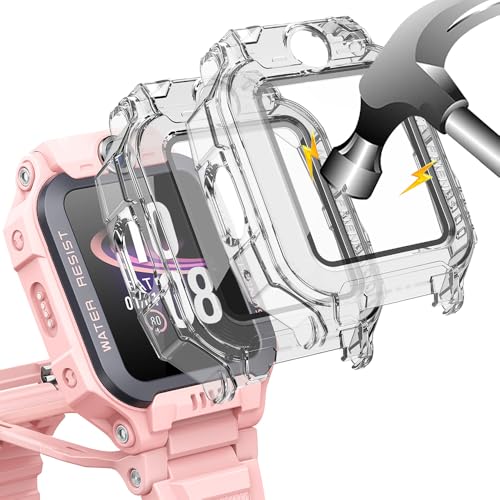 Akanry [2 Stücke] Hardcase kompatibel mit imoo Watch Phone Z7 mit Schutzfolie, 9H Härte Hart PC gehärtetes Glas dünnes Case, 2Transparent von Akanry
