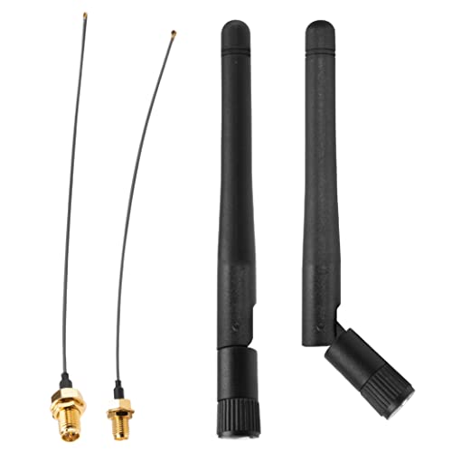 Akasa 2dBi Omni-Direktionale Tri-Band Wi-Fi Antenne + 15cm I-PEX MHF4L zu RP-SMA Female Pigtail Kabel, für Wireless Netzwerk Geräte, PC-Desktop, IP-Kamera, 2 Stück, A-ATBN-01 von Akasa