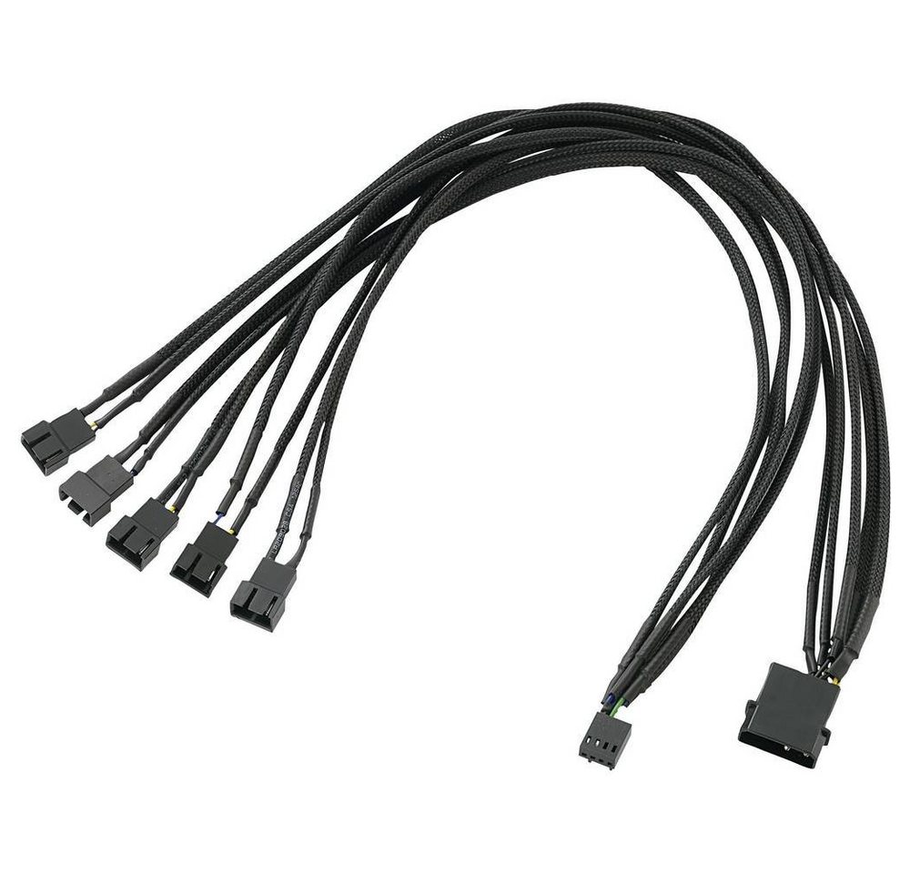 Akasa 5 Port Lüfter- 4pol. 45 cm Computer-Kabel, (45.00 cm), gesleeved von Akasa