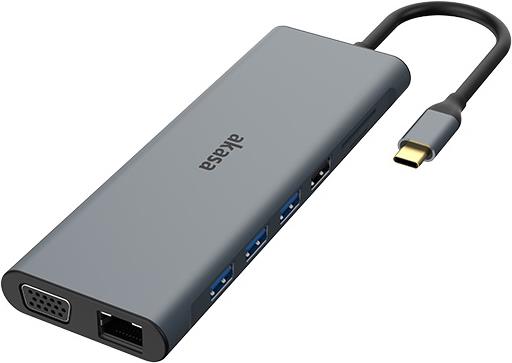 Akasa AK-CBCA28-18BK laptop-dockingstation & portreplikator Kabelgebunden USB 3.2 Gen 1 (3.1 Gen 1) Type-C Schwarz - Grau (AK-CBCA28-18BK) von Akasa