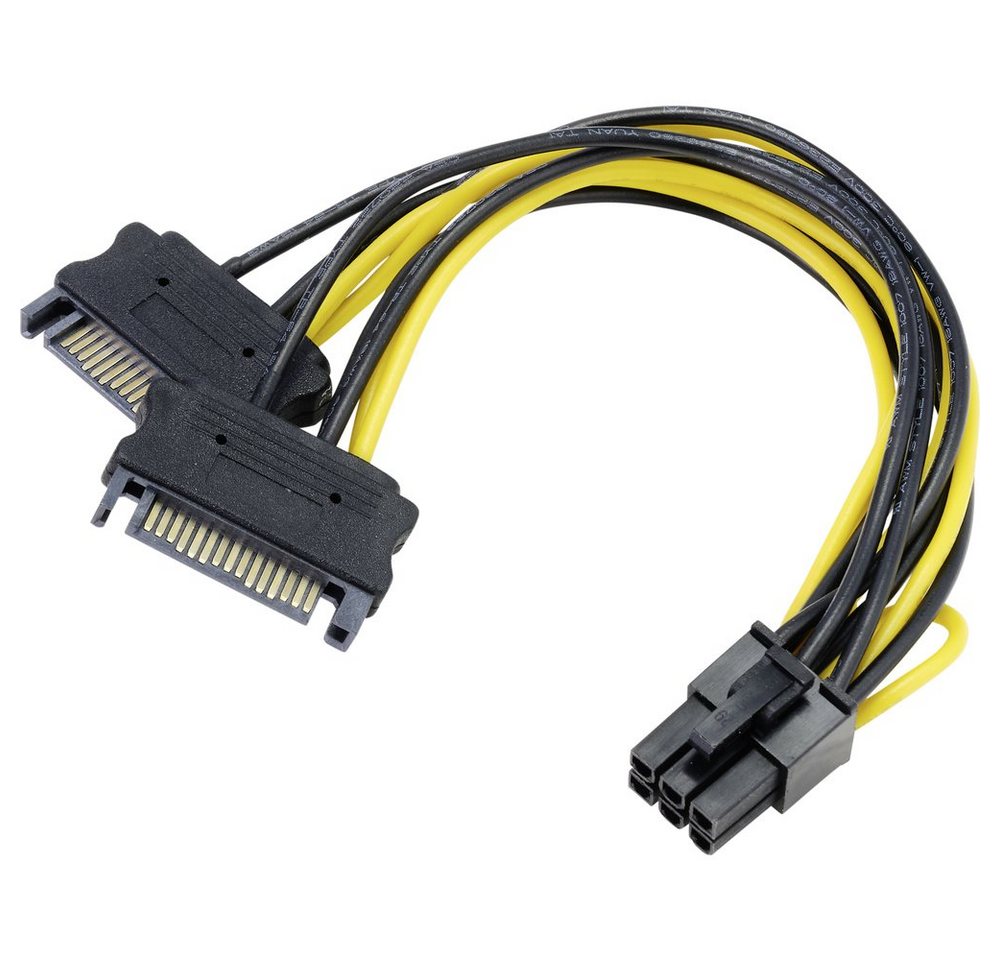 Akasa Akasa Strom Adapter [2x SATA-Strom-Stecker 15pol. - 1x PCIe-Stecker 6p Stromkabel, (0.15 cm) von Akasa