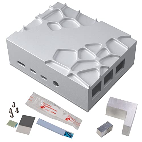 Akasa Gem Pro, 100% Pure Aluminium Raspberry Pi 4 Fanless Case, Quiet Passive Cooling Case, with Thermal Paste and Pads, Compatible with Raspberry Pi 4 Model B, Silver, A-RA09-M2S von Akasa